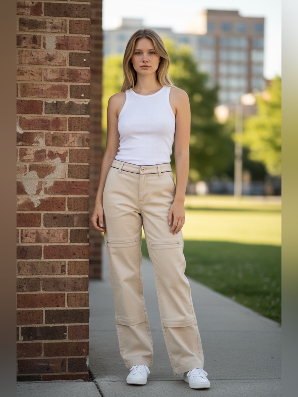 Lovewave Y2K Cargo Pants Beige Sz L